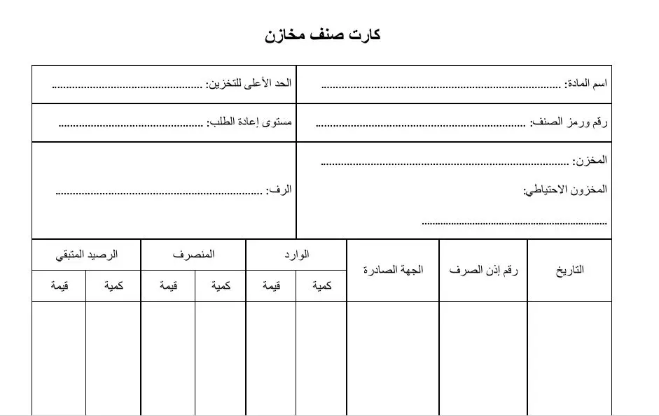 كارت صنف مخازن